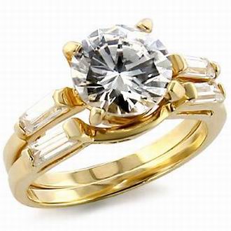 3.6CT CZ ROUND WEDDING RING SET 14KGP-4 sizes